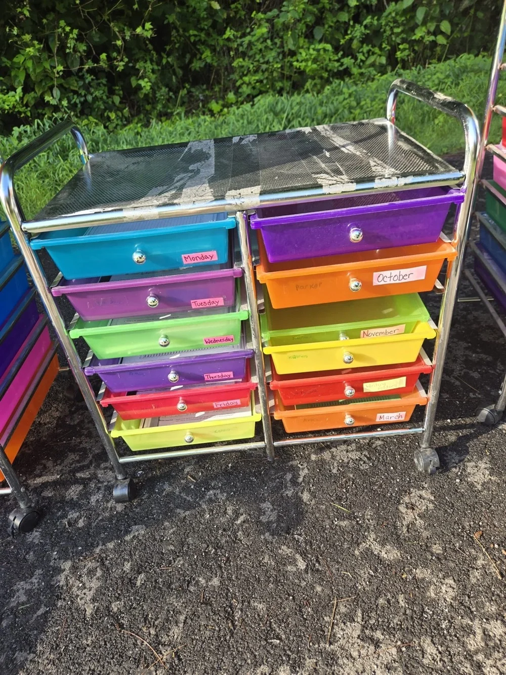12 Drawer Multi-Color Rolling Storage Cart with Removable Drawers